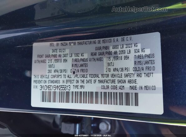 3MVDMBDY5MM255813 2021 MAZDA CX-30 Dark Blue Вид подкапотного пространства