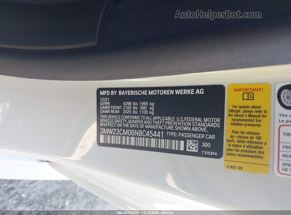3MW23CM06N8C45441 2022 BMW OTHER Белый Вид подкапотного пространства