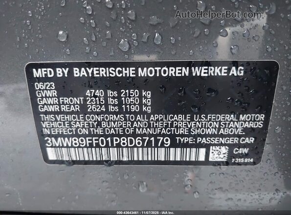 3MW89FF01P8D67179 2023 BMW OTHER Серый Вид подкапотного пространства