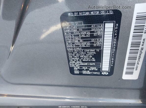 3PCAJ5BA2MF118479 2021 INFINITI QX50 Серый Вид подкапотного пространства