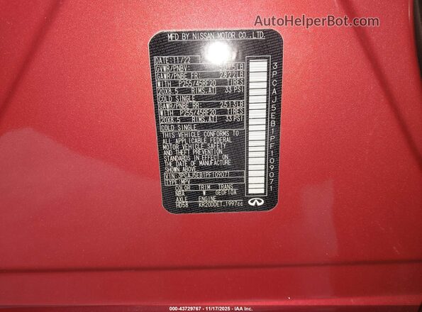 3PCAJ5EB1PF109071 2023 INFINITI QX50 Red Widok komory silnika
