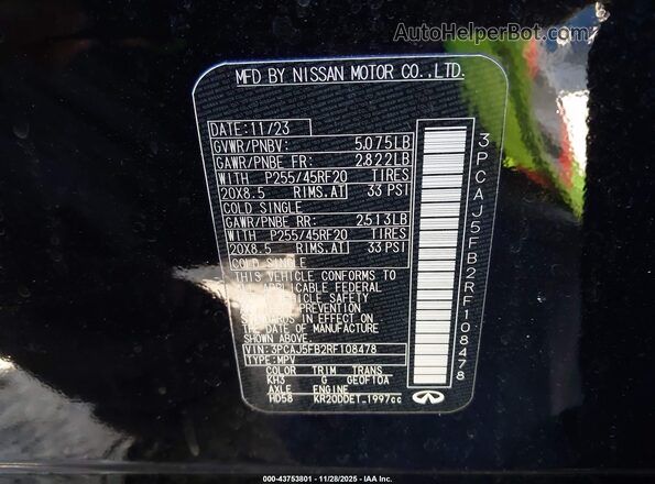 3PCAJ5FB2RF108478 2024 INFINITI QX50 Черный Вид подкапотного пространства