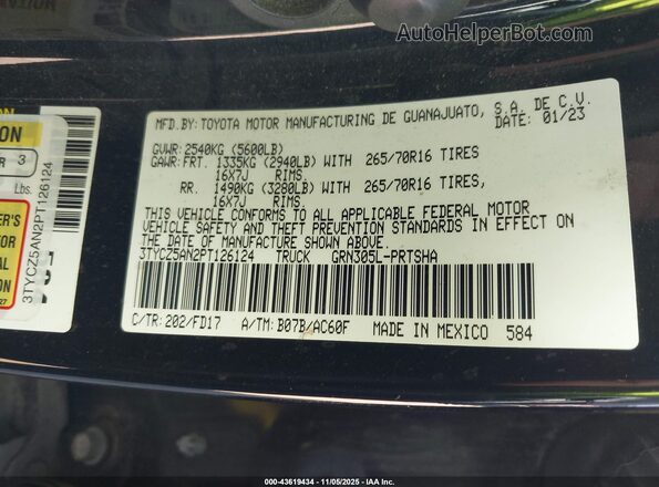3TYCZ5AN2PT126124 2023 TOYOTA TACOMA Gray Vista del compartimento del motor