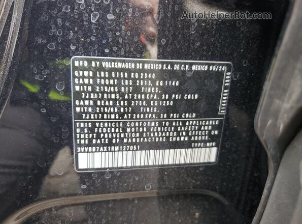3VVRB7AX1RM127051 2024 VOLKSWAGEN TIGUAN Black VIN კოდის სტიკერის ხედი