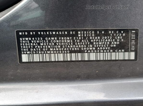 3VWC57BU2MM026350 2021 VOLKSWAGEN JETTA Серый Вид подкапотного пространства