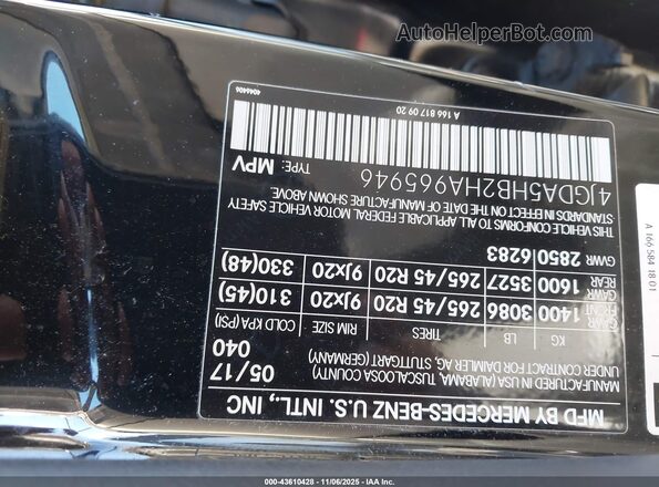 4JGDA5HB2HA965946 2017 MERCEDES-BENZ GLE 350 Black Vista del compartimento del motor