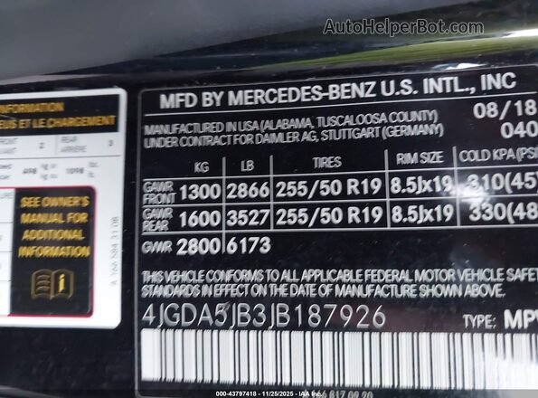 4JGDA5JB3JB187926 2018 MERCEDES-BENZ GLE 350 Black Շարժիչի բաժամունքի տեսք