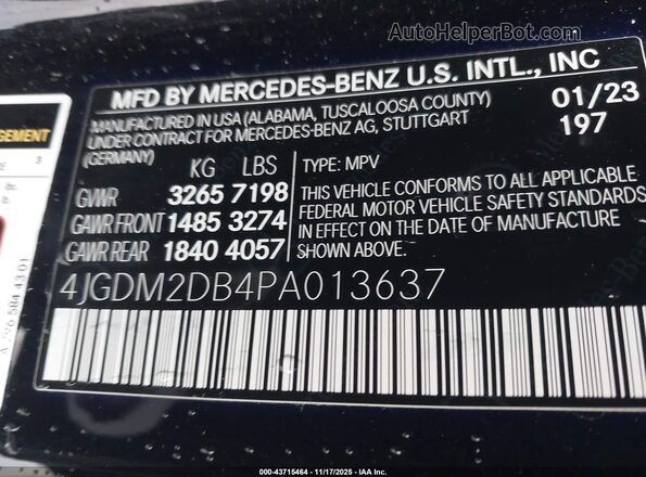 4JGDM2DB4PA013637 2023 MERCEDES-BENZ EQS 450+ SUV Black Engine compartment view