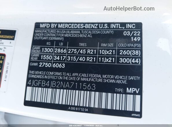 4JGFB4JB2NA711563 2022 MERCEDES-BENZ GLE 350 Белый Вид подкапотного пространства