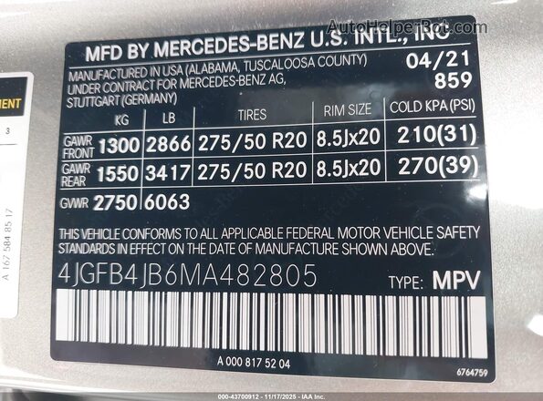4JGFB4JB6MA482805 2021 MERCEDES-BENZ GLE 350 Beige Vista del compartimento del motor
