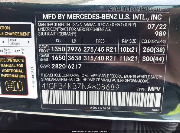 4JGFB4KB7NA808689 2022 MERCEDES-BENZ GLE 350 Black Շարժիչի բաժամունքի տեսք