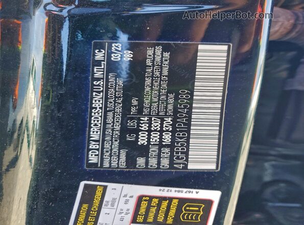 4JGFB5KB1PA945989 2023 MERCEDES-BENZ GLE Черный Вид наклейки с VIN-кодом