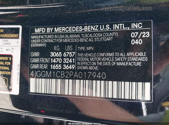 4JGGM1CB2PA017940 2023 MERCEDES-BENZ EQE 350 SUV Черный Вид подкапотного пространства