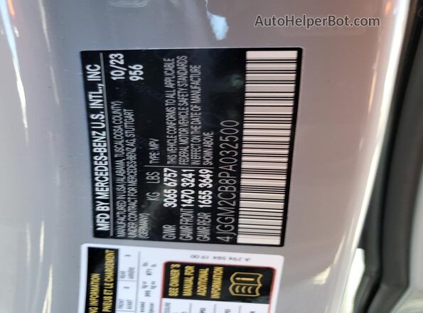 4JGGM2CB8PA032500 2023 MERCEDES-BENZ EQE Gray Widok naklejki z numerem VIN