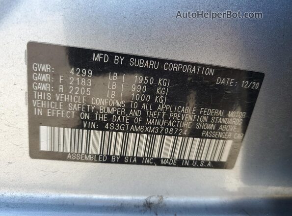 4S3GTAM6XM3708724 2021 SUBARU IMPREZA Silver Շարժիչի բաժամունքի տեսք