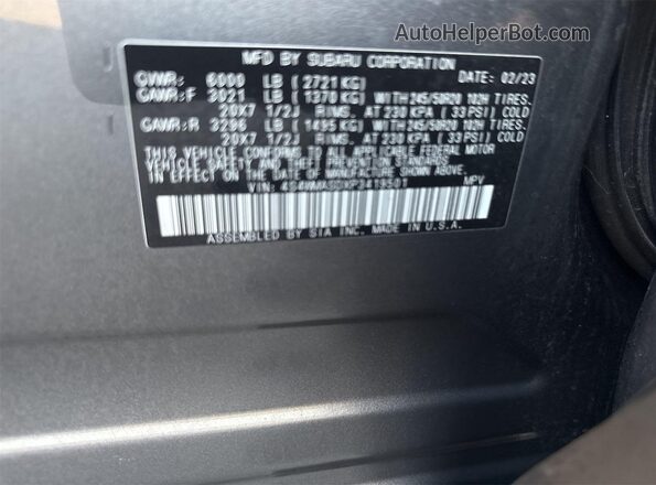 4S4WMASDXP3419501 2023 SUBARU ASCENT  