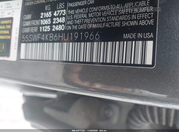 55SWF4KB6HU191966 2017 MERCEDES-BENZ C-CLASS Gray Вид підкапотного простору