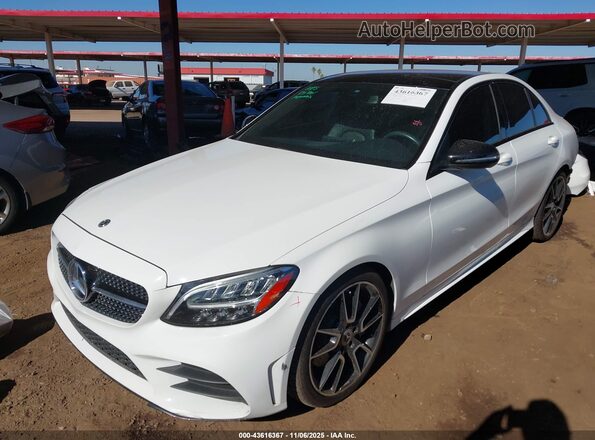 55SWF8DB2KU287363 2019 MERCEDES-BENZ C White Առջևի ձախ երեք քառորդ տեսարան