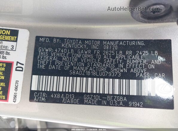 58ADZ1B18LU079373 2020 LEXUS ES 350 Бежевый Вид подкапотного пространства