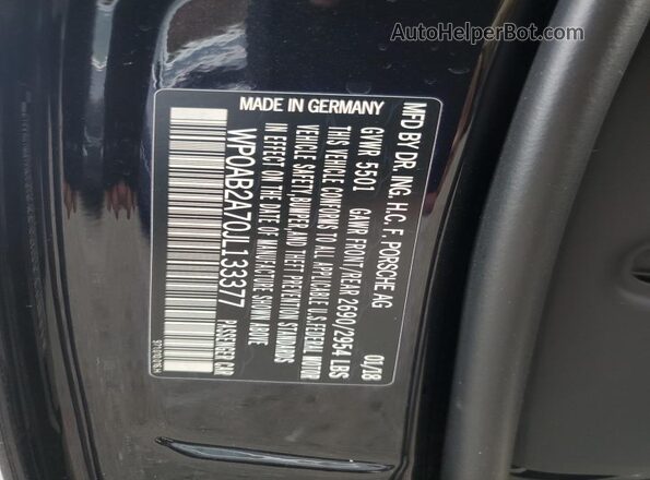 WP0AB2A70JL133377 2018 PORSCHE PANAMERA Black Widok naklejki z numerem VIN