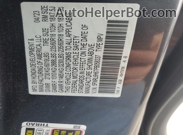 5FNRL6H67PB058337 2023 HONDA ODYSSEY Black Вид наклейки з VIN-кодом