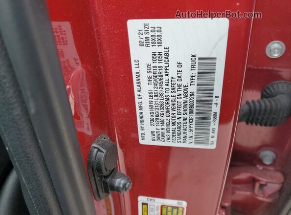 5FPYK3F10MB007284 2021 HONDA RIDGELINE Red Вид підкапотного простору