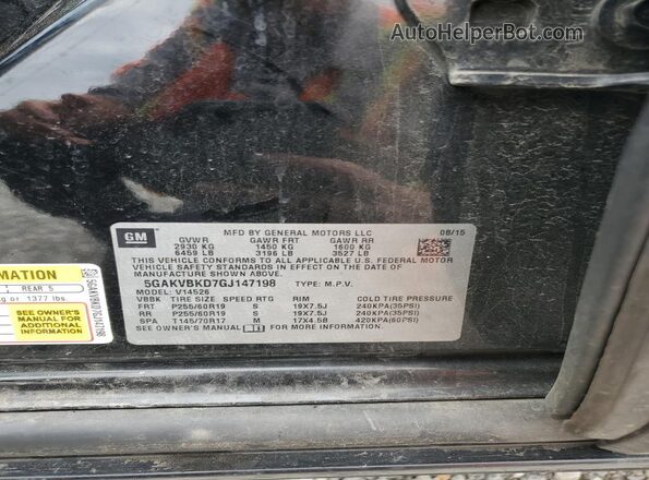 5GAKVBKD7GJ147198 2016 BUICK ENCLAVE Черный Вид наклейки с VIN-кодом