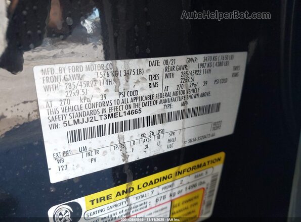 5LMJJ2LT3MEL14665 2021 LINCOLN NAVIGATOR Черный Вид подкапотного пространства