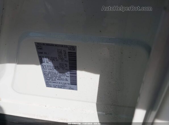 5N1DR2MM4JC657878 2018 NISSAN PATHFINDER White Вид підкапотного простору