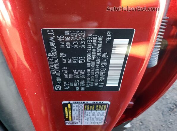 5NMP3DGL6SH140294 2025 HYUNDAI SANTA Красный Вид наклейки с VIN-кодом