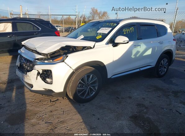 5NMS5CAD0KH059470 2019 HYUNDAI SANTA FE Белый Передняя левая четверть