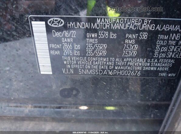 5NMS5DA16PH002676 2023 HYUNDAI SANTA FE HYBRID Черный Вид подкапотного пространства