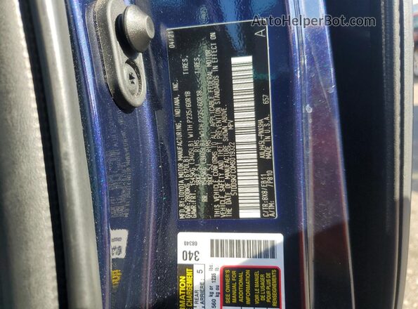 5TDDSKFC0MS019322 2021 TOYOTA SIENNA Blue Vista de la etiqueta del VIN