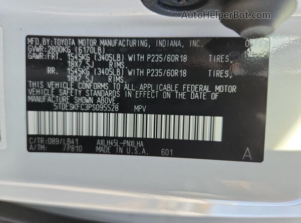 5TDESKFC3PS095528 2023 TOYOTA LIMITED White Widok naklejki z numerem VIN