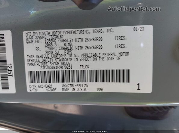 5TFJA5DB1PX078251 2023 TOYOTA LIMITED Белый Вид подкапотного пространства