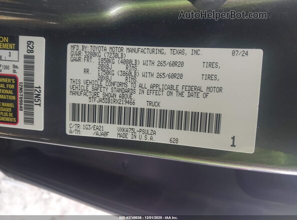 5TFJA5DB1RX219466 2024 TOYOTA LIMITED Серый Вид подкапотного пространства