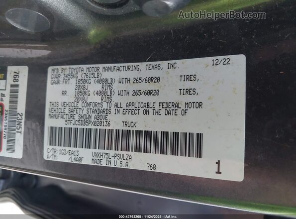 5TFJC5DB5PX020136 2023 TOYOTA LIMITED Gray ძრავის განყოფილების ხედი