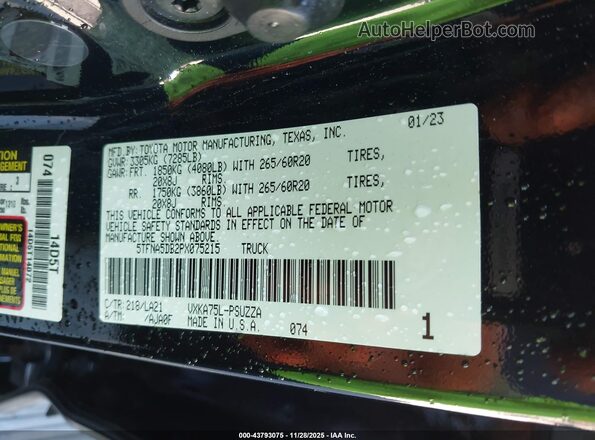 5TFNA5DB2PX075215 2023 TOYOTA TUNDRA Black Engine compartment view