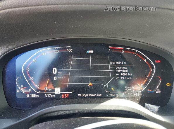 5UX2V1C05L9B88009 2020 BMW X4 White Instrument cluster view
