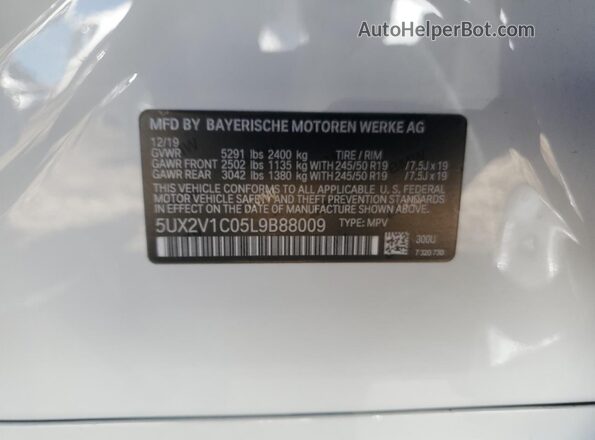 5UX2V1C05L9B88009 2020 BMW X4 White Engine compartment view