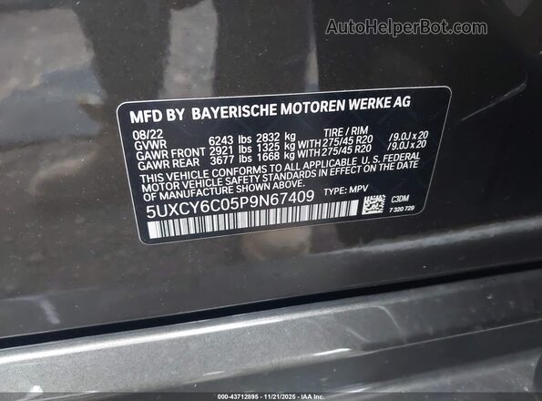 5UXCY6C05P9N67409 2023 BMW X6 Зеленый Вид подкапотного пространства