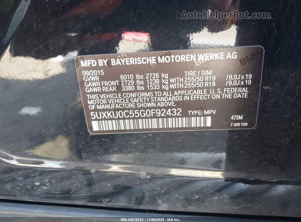 5UXKU0C55G0F92432 2016 BMW X6 Черный Вид подкапотного пространства