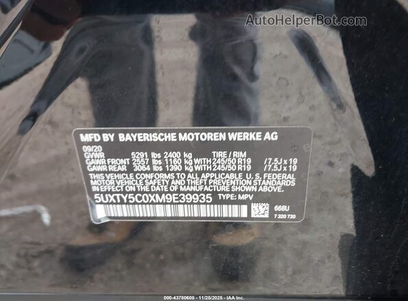 5UXTY5C0XM9E39935 2021 BMW X3 Черный Вид подкапотного пространства