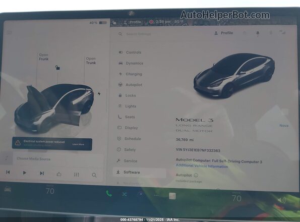 5YJ3E1EB7NF332363 2022 TESLA MODEL 3 Серый Вид задних сидений