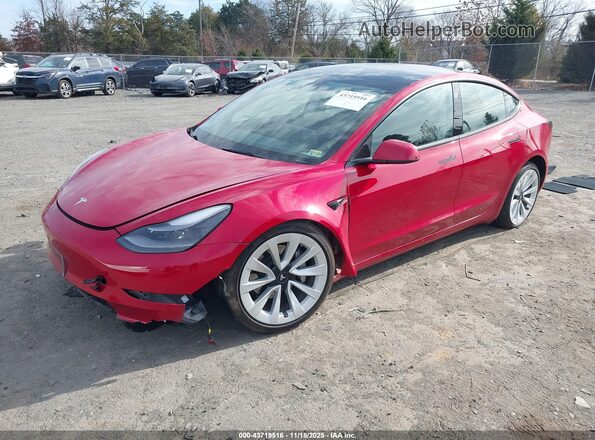 5YJ3E1EB9NF108575 2022 TESLA MODEL 3 Красный Передняя левая четверть