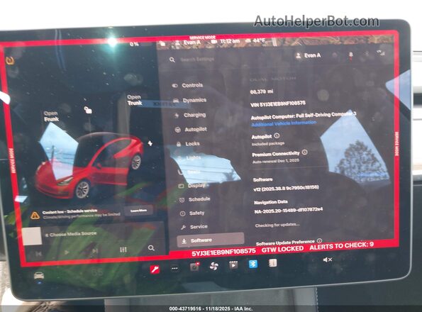 5YJ3E1EB9NF108575 2022 TESLA MODEL 3 Красный Вид задних сидений
