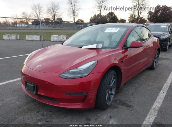 5YJ3E1EB9NF367308 2022 TESLA MODEL 3 Красный Передняя левая четверть