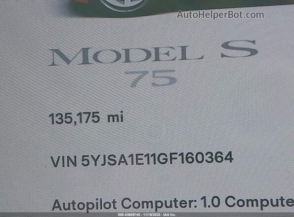 5YJSA1E11GF160364 2016 TESLA MODEL S Красный Панорамный вид салона 360°