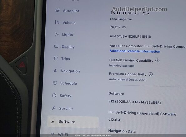 5YJSA1E26LF415416 2020 TESLA MODEL S Синий Вид задних сидений