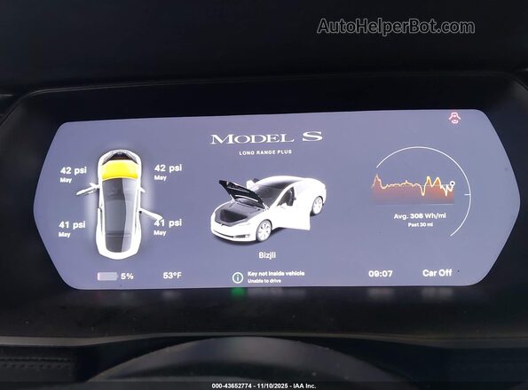 5YJSA1E2XMF424122 2021 TESLA MODEL S Белый Вид задних сидений